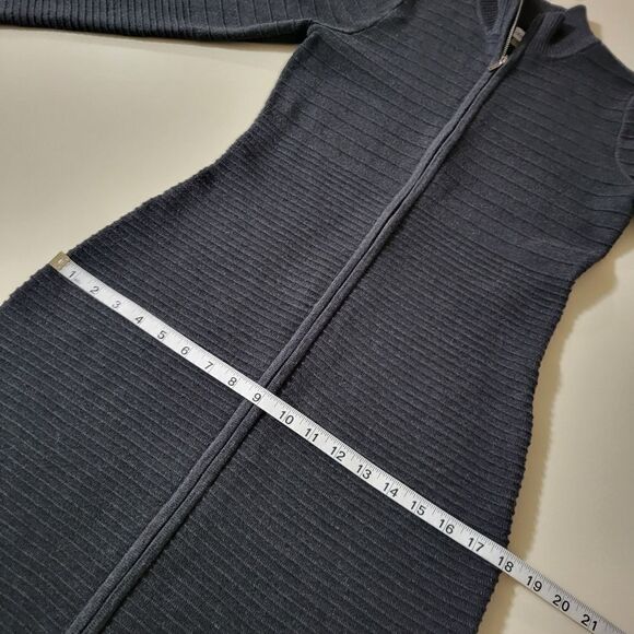 Calvin Klein Women's Charcoal Gray Long Sleeve Zip-Front Sweater Dress - Picture 9 of 16